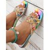 Rainbow Square Toe Pearl Decor Flat Casual Slippers - multicolor A EU 43