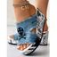 Denim Comfortable Peep Toe Slip On Newspaper Wedges Heel Sandals - Bleu clair EU 42