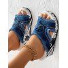 Denim Comfortable Peep Toe Slip On Newspaper Wedges Heel Sandals - Bleu EU 36