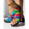 Rainbow Bowknot Wedge Heel Beach Slippers - multicolor A EU 42