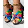 Rainbow Bowknot Wedge Heel Beach Slippers - multicolor A EU 42