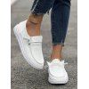 New Lace Up Decor Suede Slip On Flat Sneakers - Blanc EU 41