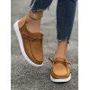 New Lace Up Decor Suede Slip On Flat Sneakers - café EU 36