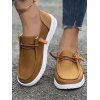 New Lace Up Decor Suede Slip On Flat Sneakers - café EU 36