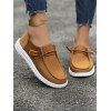 New Lace Up Decor Suede Slip On Flat Sneakers - café EU 36