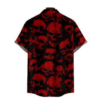 Allover Skull Print V Neck High Waist Tank Dress and Roll Up Sleeve Shirt Outfit