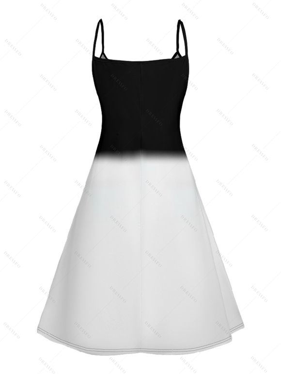 Robe D'Eté Ligne A Crâne Imprimée à Bretelle Fine sans Manches à Col V - Blanc S | US 4