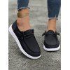 New Lace Up Decor Suede Slip On Flat Sneakers - Noir EU 43