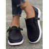 New Lace Up Decor Suede Slip On Flat Sneakers - Noir EU 43