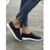 New Lace Up Decor Suede Slip On Flat Sneakers - Noir EU 43