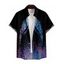 Chemise Décontractée Ailes Galaxie Imprimées Boutonnée à Manches Courtes - Noir XL