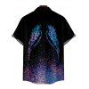 Chemise Décontractée Ailes Galaxie Imprimées Boutonnée à Manches Courtes - Noir 5XL