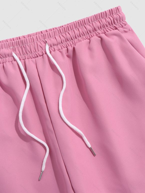 Chemise à Manches Roulées avec Cordon de Serrage et à Imprimé Floral pour Hommes - Blanc S | US 4