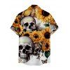 Chemise avec Cordon de Serrage à Manches Retroussées et à Imprimé Crâne de Couleur Unie pour Hommes - orange clair S | US 4