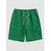 Short de Plage Décontracté en Couleur Unie Taille à Cordon - Vert profond XL