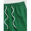 Short de Plage Décontracté en Couleur Unie Taille à Cordon - Vert profond XL