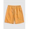 Short de Plage Décontracté en Couleur Unie Taille à Cordon - orange clair XL