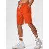 Short de Plage Décontracté en Couleur Unie Taille à Cordon - Orange M