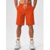 Short de Plage Décontracté en Couleur Unie Taille à Cordon - Orange M