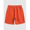 Short de Plage Décontracté en Couleur Unie Taille à Cordon - Orange L