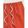 Short de Plage Décontracté en Couleur Unie Taille à Cordon - Orange L