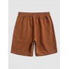 Short de Plage Décontracté en Couleur Unie Taille à Cordon - café S