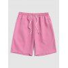 Short de Plage Décontracté en Couleur Unie Taille à Cordon - Rose clair M