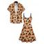 Pumpkin Hallowmas Element Print V Neck Spaghetti Strap Dress and Roll Up Sleeve Shirt Outfit - Blanc S | US 4