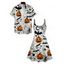 Pumpkin Hallowmas Element Print V Neck Spaghetti Strap Dress and Roll Up Sleeve Shirt Outfit - Orange Foncé S | US 4