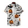 Pumpkin Hallowmas Element Print V Neck Spaghetti Strap Dress and Roll Up Sleeve Shirt Outfit - Blanc S | US 4