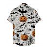 Pumpkin Hallowmas Element Print V Neck Spaghetti Strap Dress and Roll Up Sleeve Shirt Outfit - Blanc S | US 4