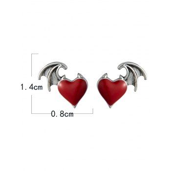 Gothic Solid Color O Ring Chain Decor Dress and Bat Faux Diamond Necklace Heart Wings Earrings Outfit