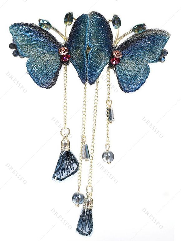 Robe Bracelet à Décolleté en V avec Lacets et à Imprimé Papillons en Strass - Noir S | US 4