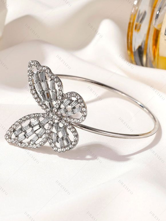 Robe Bracelet à Décolleté en V avec Lacets et à Imprimé Papillons en Strass - Noir S | US 4