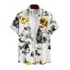 Chemise à Manches Roulées avec Cordon de Serrage et à Imprimé Floral pour Hommes - Deep Yellow S | US 4