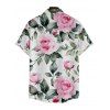 Chemise à Manches Roulées avec Cordon de Serrage et à Imprimé Floral pour Hommes - Rose clair S | US 4