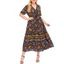 Robe à Manches Courtes avec Col N Imprimé Floral Grande-Taille - Noir 4XL | US 22