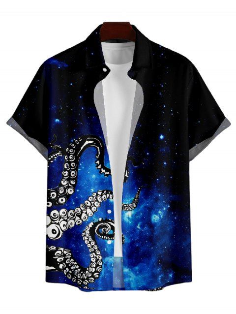 Chemise Décontractée Pieuvre Galaxie Imprimés à Manches Courtes