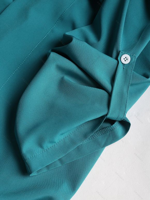 Ensemble de Cardigan Ouvert en Avant à Manches Roulées et de Robe Fleurie Imprimée sans Manches - Vert S | US 4