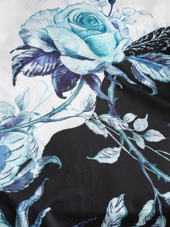 Ensemble de Cardigan Ouvert en Avant à Manches Roulées et de Robe Fleurie Imprimée sans Manches - Vert S | US 4