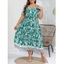 Robe Grande Taille Imprimé Floral à Manches Courtes avec Ceinture - Vert clair 4XL | US 22