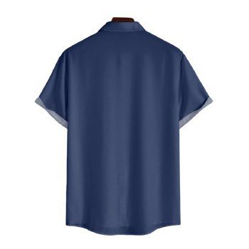 Men`s Octopus Print Roll Up Sleeve Shirt Button Up Short Sleeve Casual Shirt 