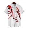 Robe Trapèze à Col en V à Taille Haute et à Bretelles Spaghetti avec Imprimé Pieuvre - Rouge foncé S | US 4