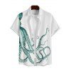 Chemise Décontractée Pieuvre Océan Imprimée Boutonnée à Manches Courtes - Blanc 2XL