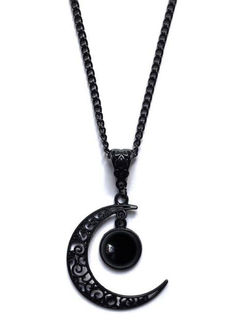 Collier en Chaîne avec Pendentif Lune en Cristal Fantaisie Style Gothique