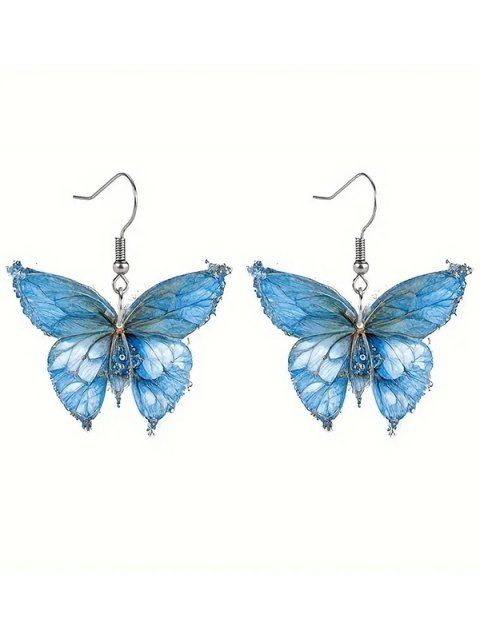 Boucles D'Oreilles Pendantes Motif Papillon à Paillettes Brillantes