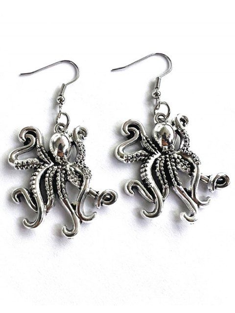 Boucles D'Oreilles Rétro Motif de Pieuvre et D'Océan