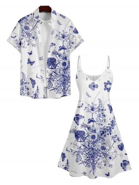 Robe et Cosmétique à Taille-Haute avec Bretelles Spaghetti et Col en V et à Manches Retroussées