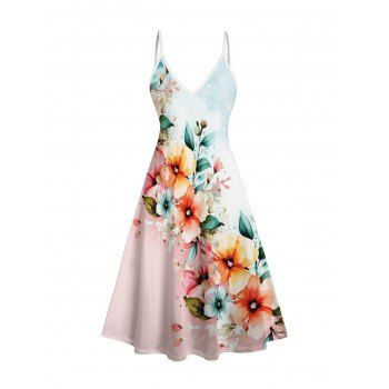 Sheer Solid Open Front Chiffon Bracelet Sleeve Cardigan and Beautiful Floral Butterfly Print Cami Dress Suit 