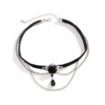Halloween Fleur-de-lis Pattern Faux Crystal Pendants Choker Chain Necklace 